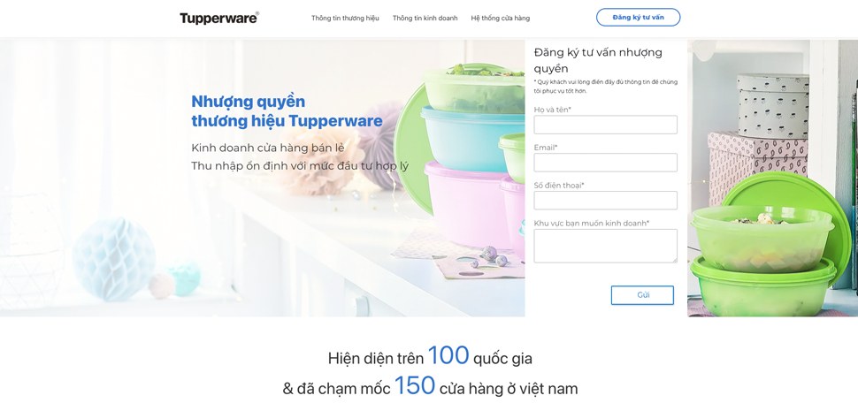 Tupperware Franchise website